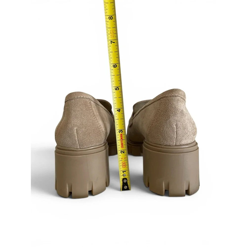 Steve Madden Hailee Women's 8 Sand Suede Lug‎ Sole Chunky Heel Loafer